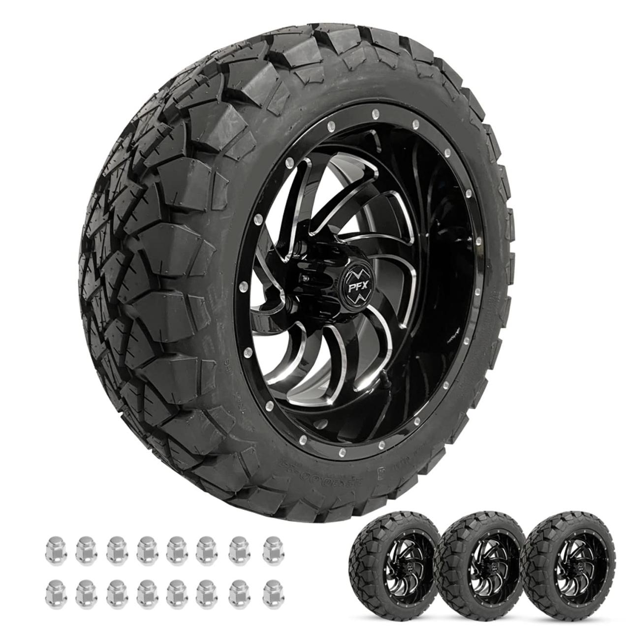 Golf cart wheels tires combo white